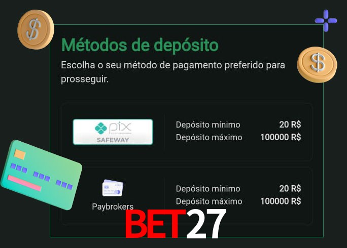 O cassino bet27 oferece uma grande variedade de métodos de pagamento